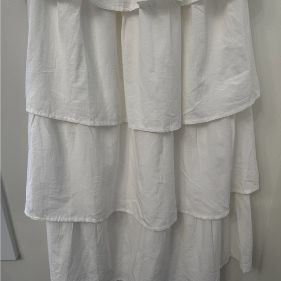 Beach Casual Boho Strapless White Tiered Dress Size Medium - Picture 6 of 12